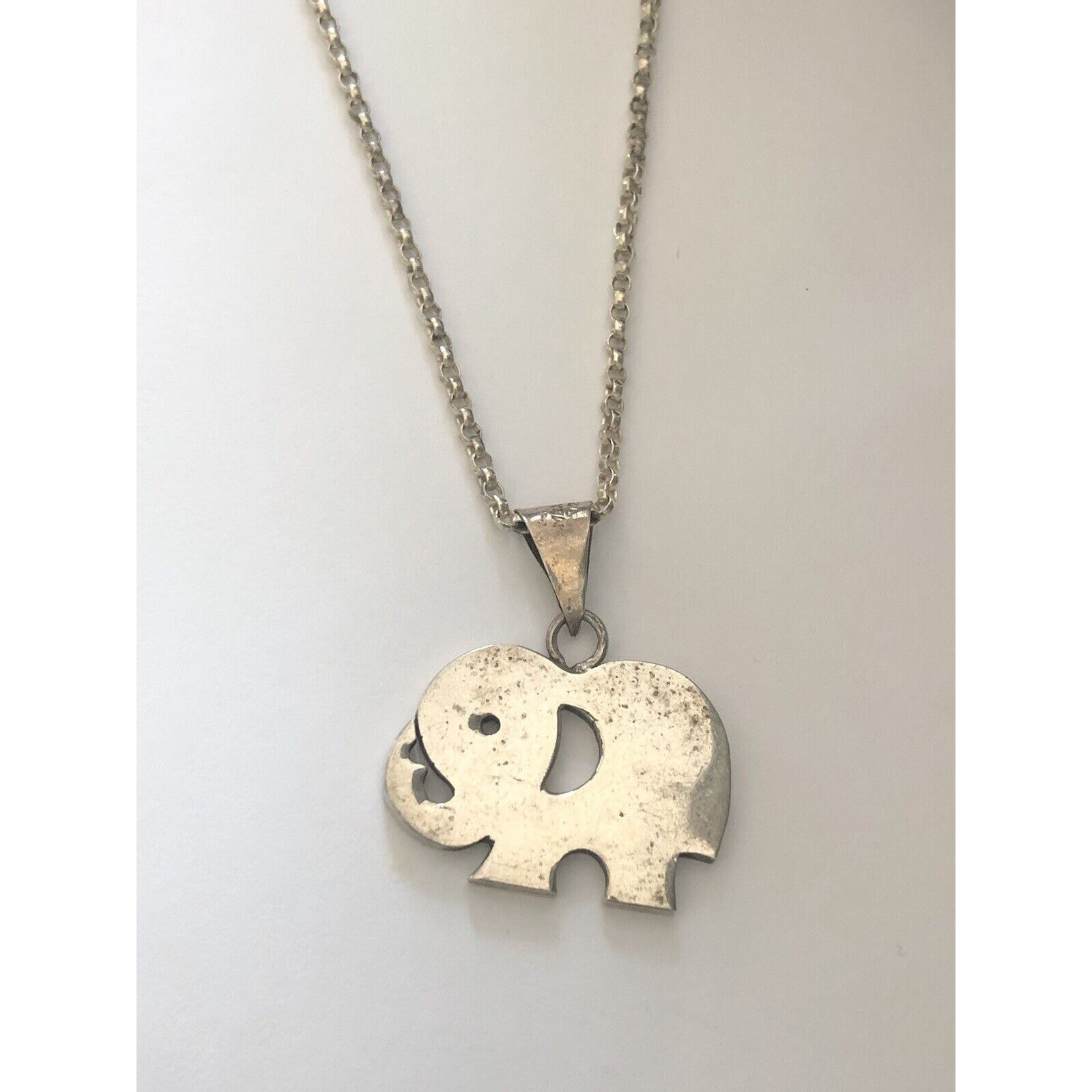Taxco Mcm Sterling Silver Elephant Pendant On Chain 1943g 925 Minimalist 84$